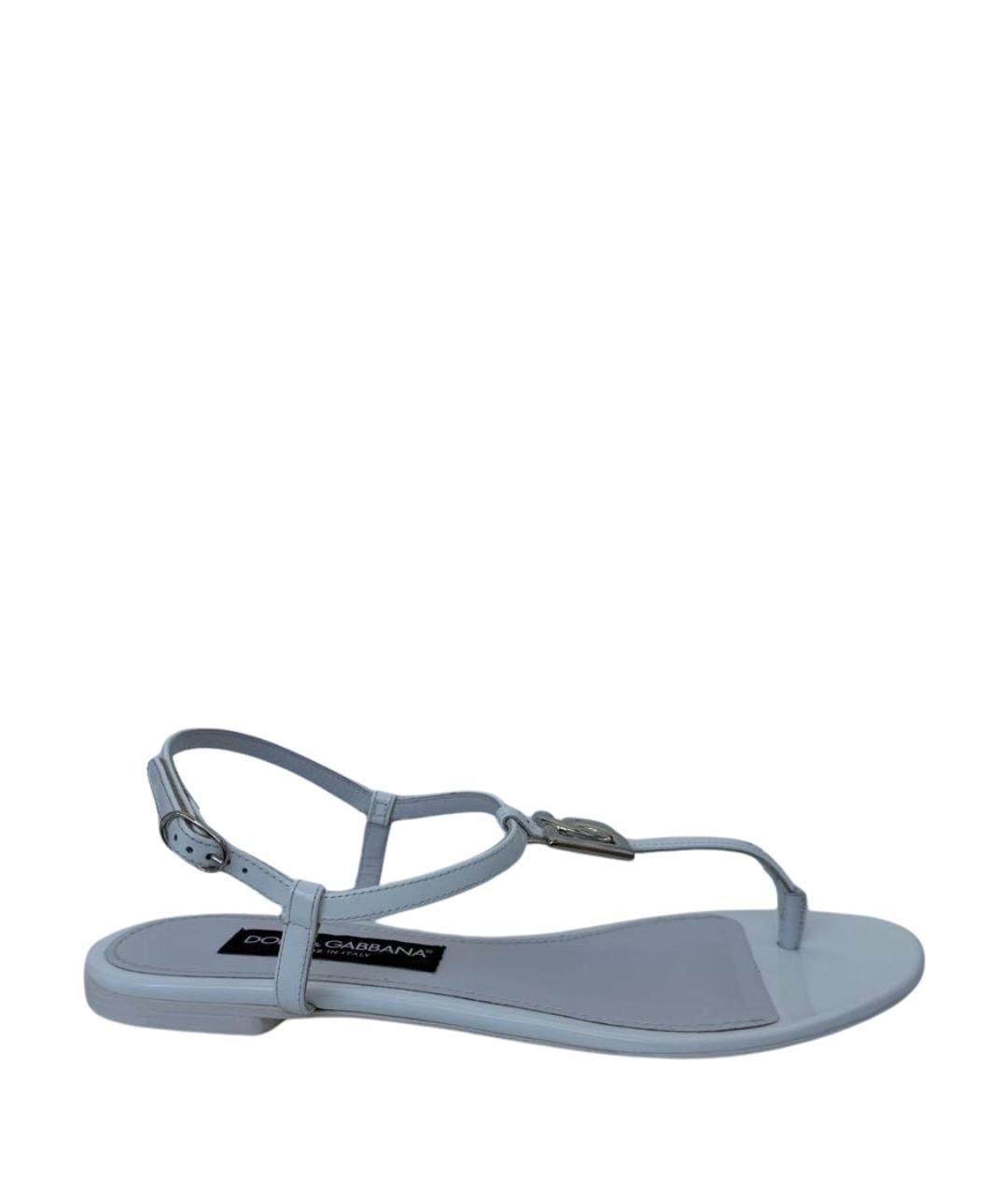 DOLCE&GABBANA Белые кожаные сандалии, фото 1