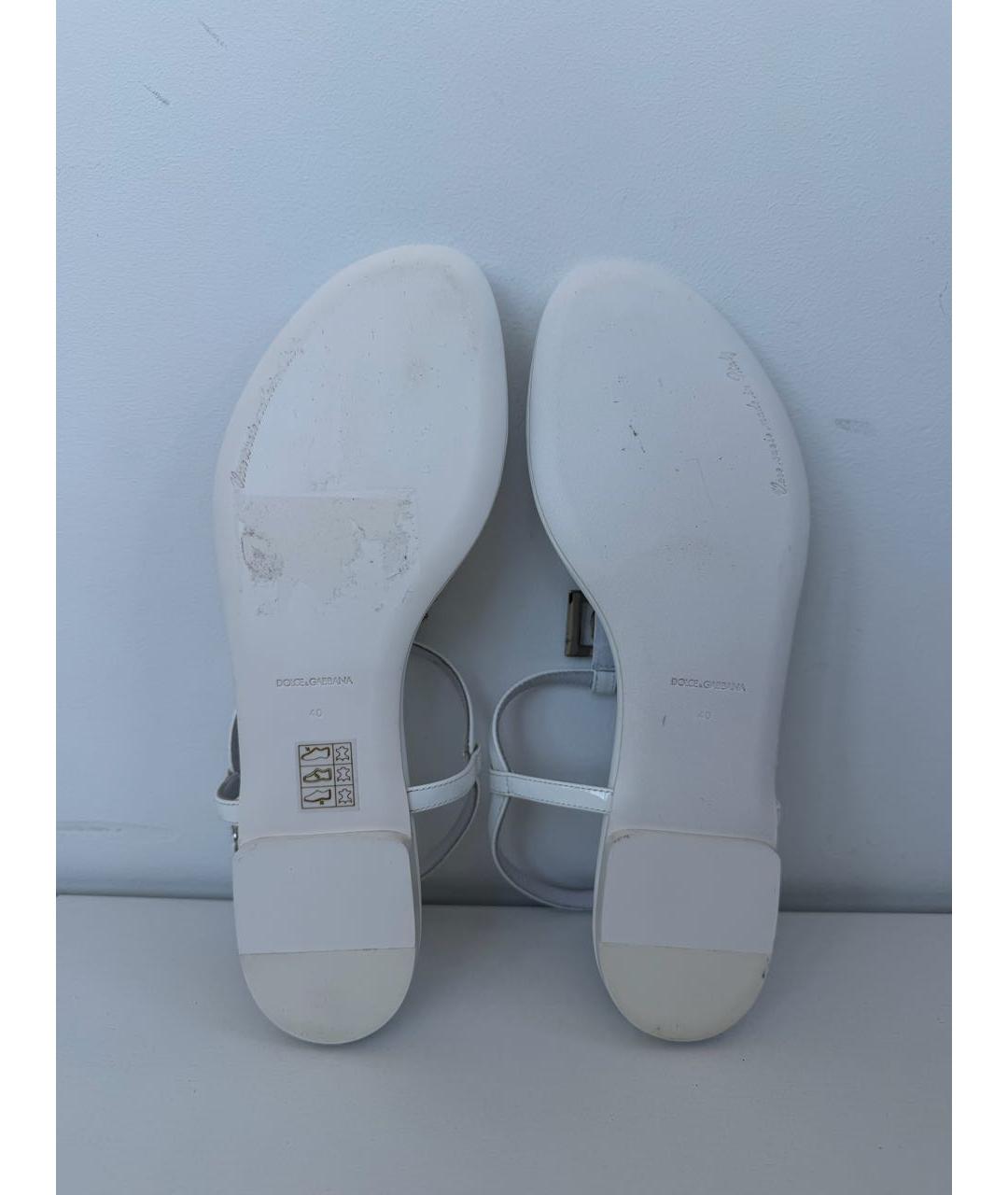 DOLCE&GABBANA Белые кожаные сандалии, фото 6