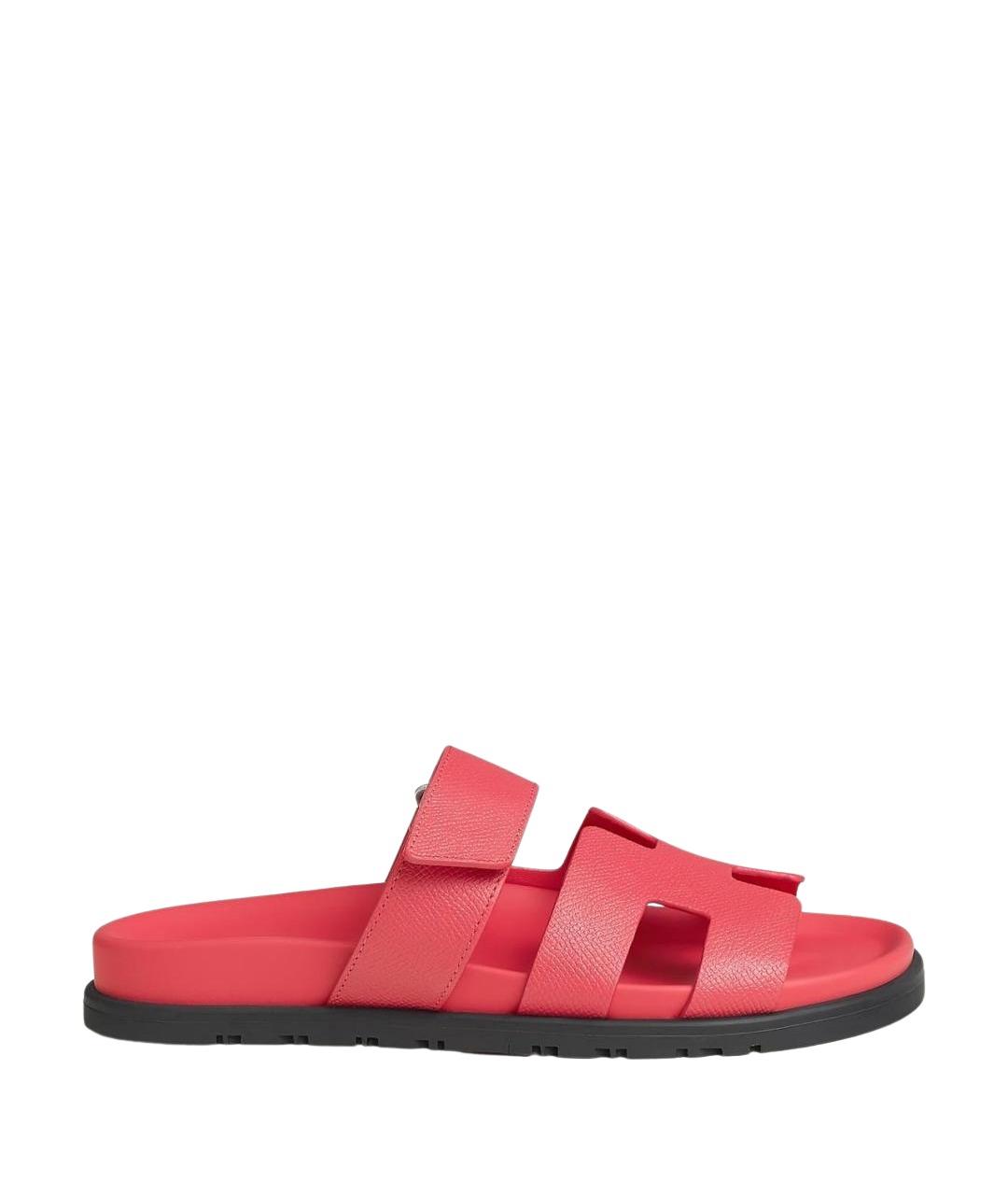 HERMES Коралловые кожаные сандалии, фото 1
