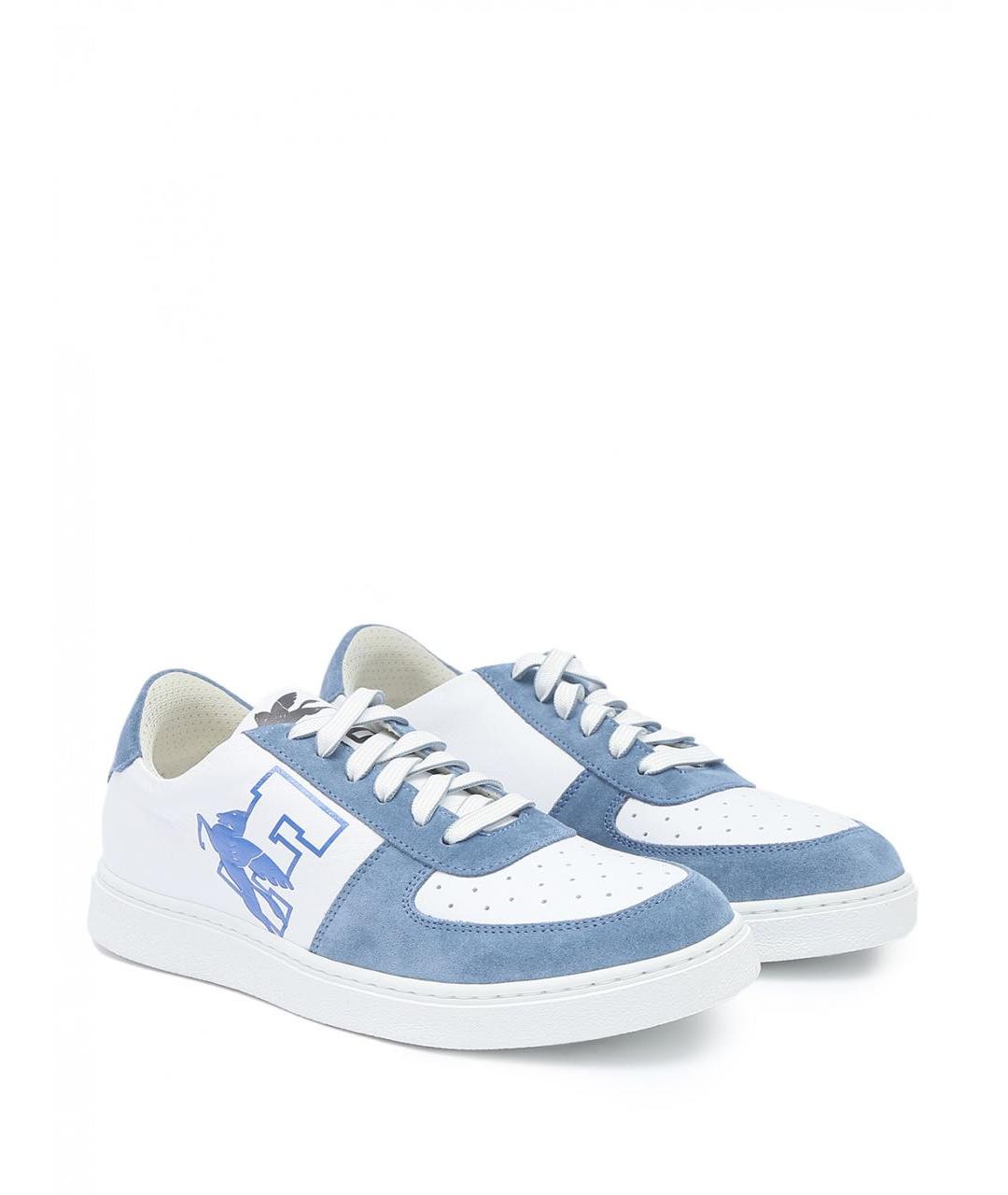 ETRO Голубые кожаные низкие кроссовки / кеды, фото 2