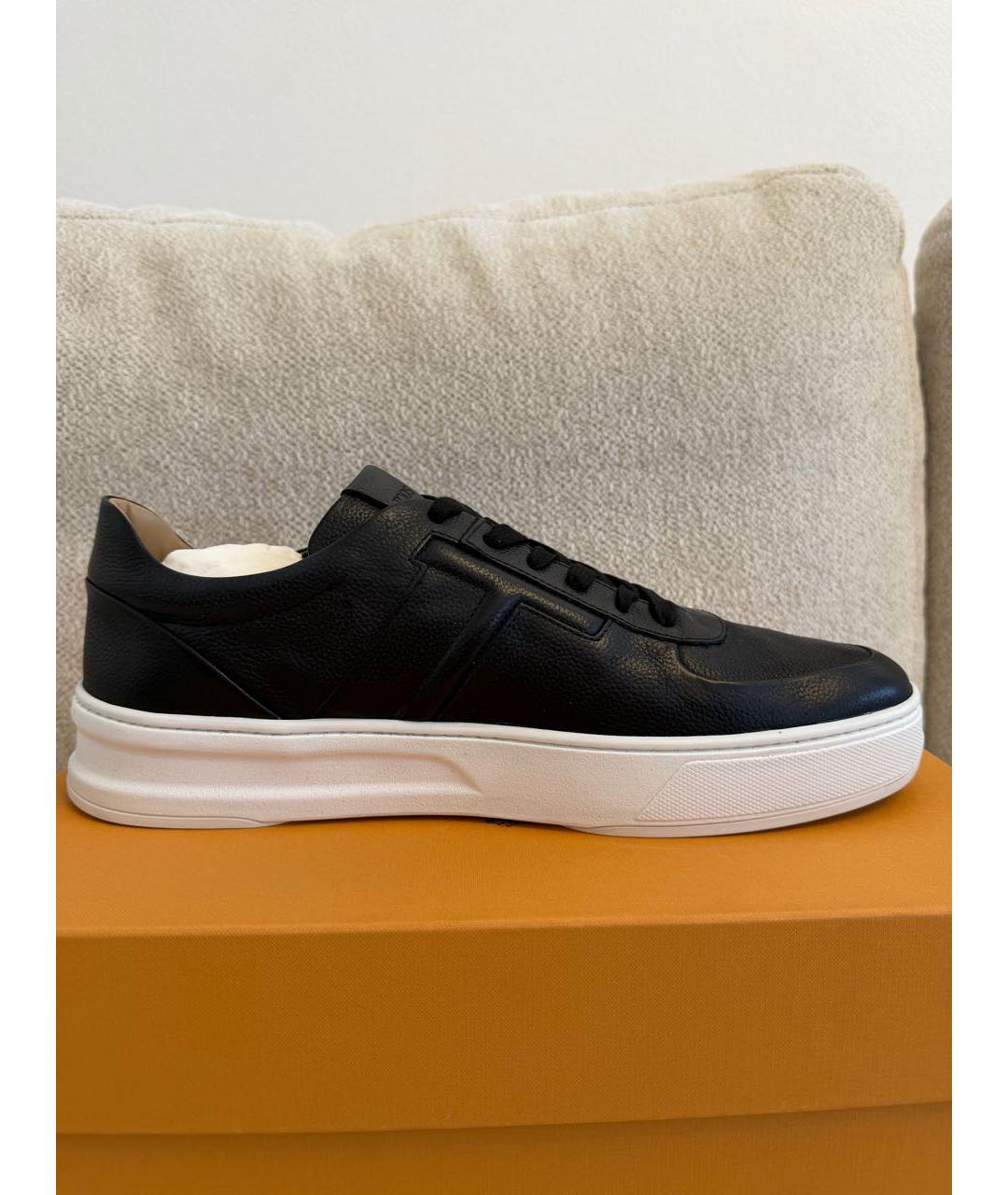 TOD'S Черные кожаные низкие кроссовки / кеды, фото 9