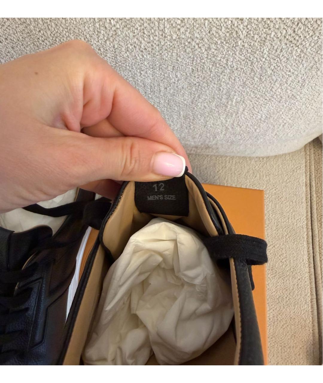 TOD'S Черные кожаные низкие кроссовки / кеды, фото 8