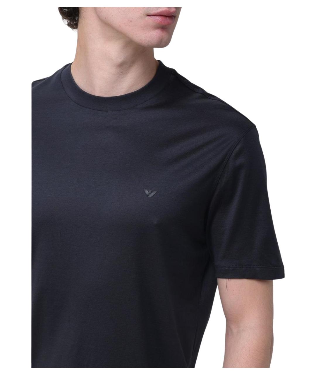 EMPORIO ARMANI Синяя хлопковая футболка, фото 3