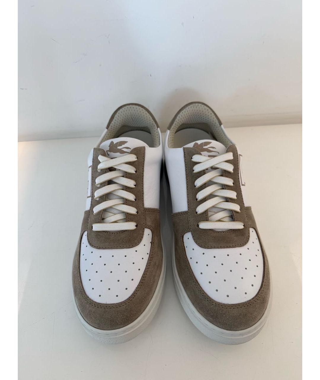 ETRO Бежевые кожаные низкие кроссовки / кеды, фото 3