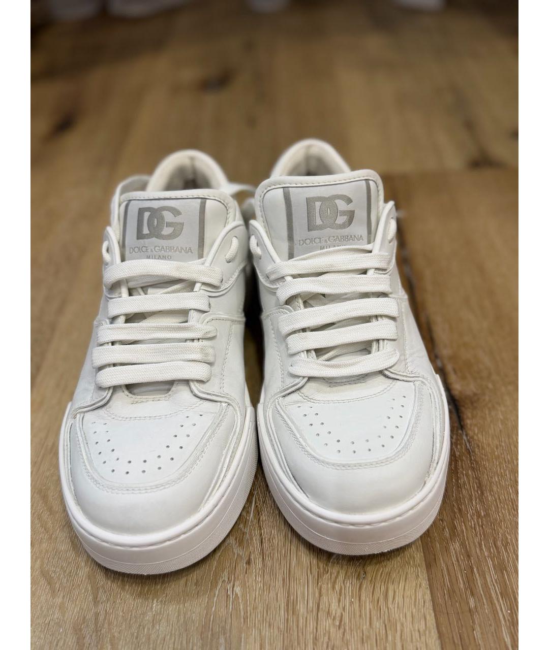 DOLCE&GABBANA Белые кожаные кеды, фото 3