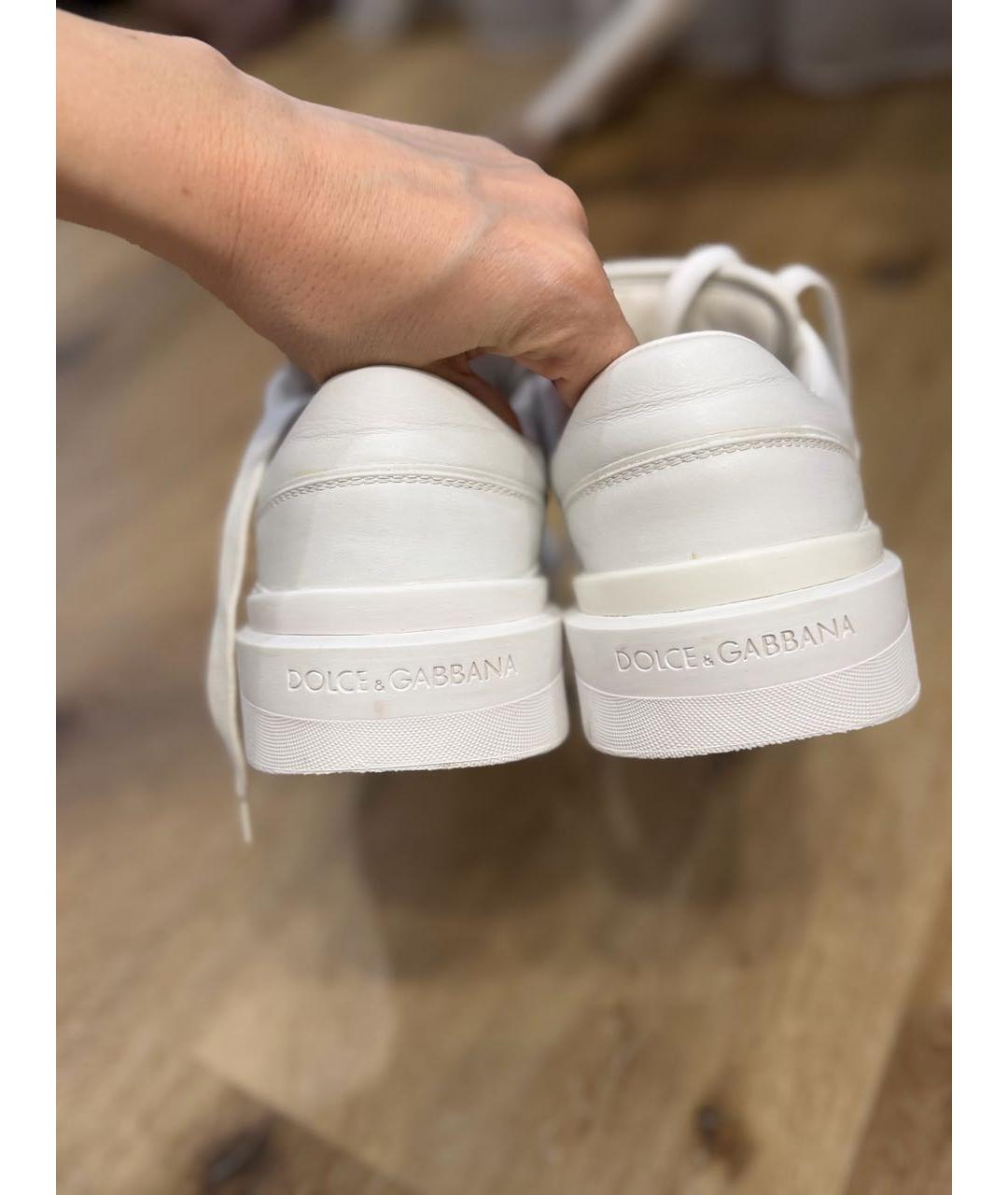 DOLCE&GABBANA Белые кожаные кеды, фото 5