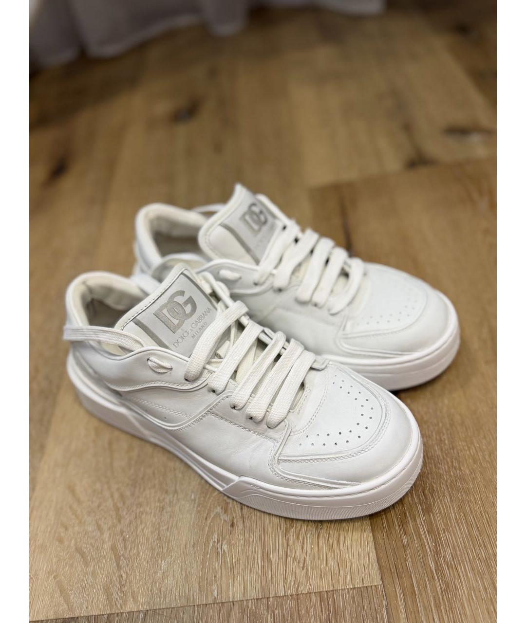 DOLCE&GABBANA Белые кожаные кеды, фото 2