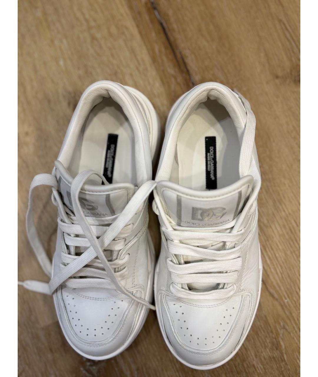 DOLCE&GABBANA Белые кожаные кеды, фото 4