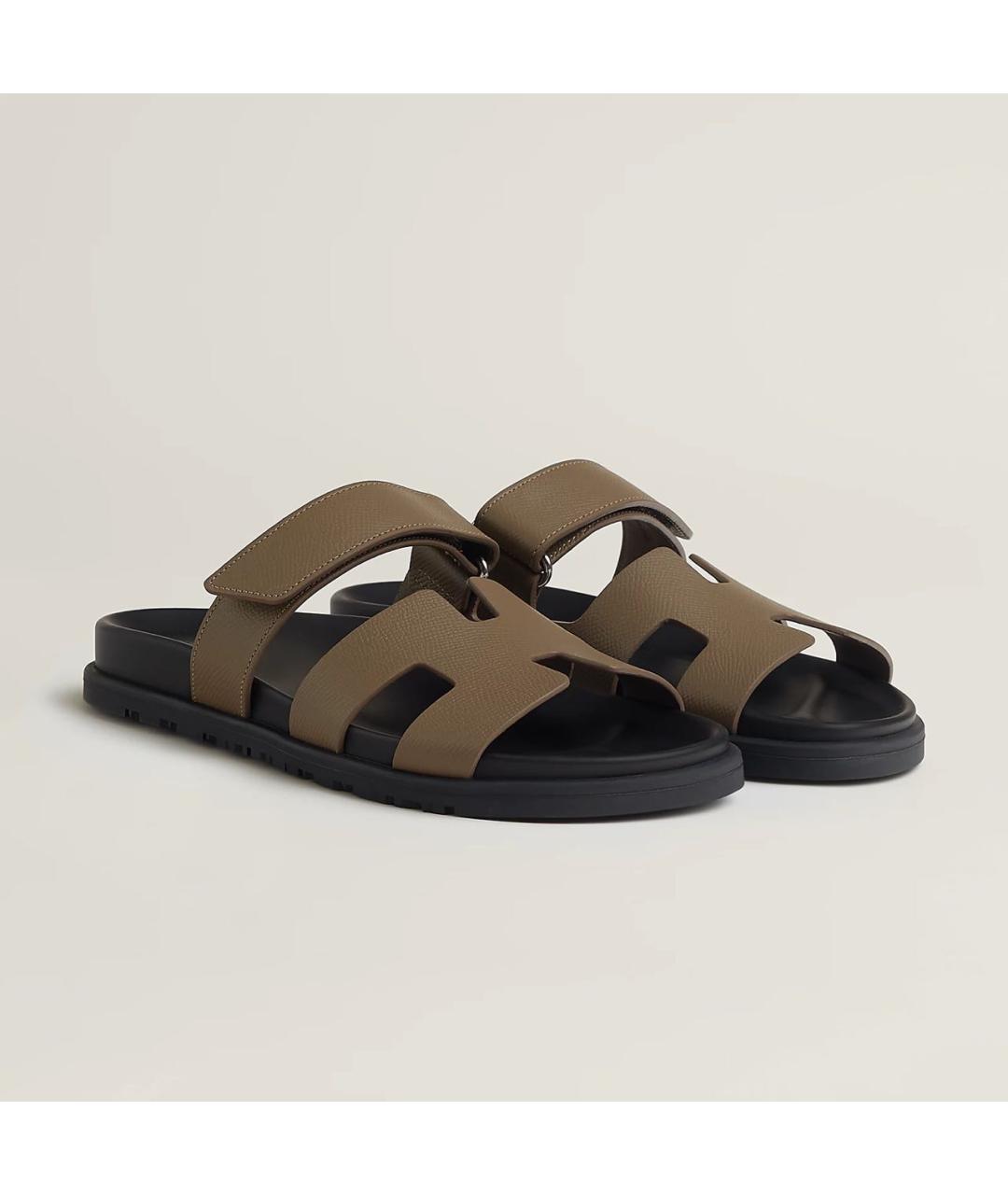 HERMES Коричневые кожаные сандалии, фото 2