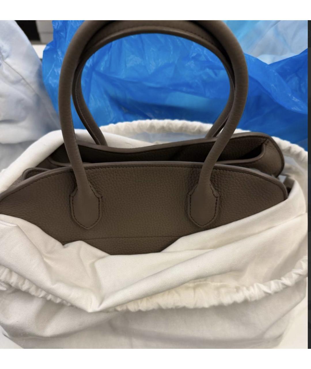 THE ROW Коричневая кожаная сумка с короткими ручками, фото 2