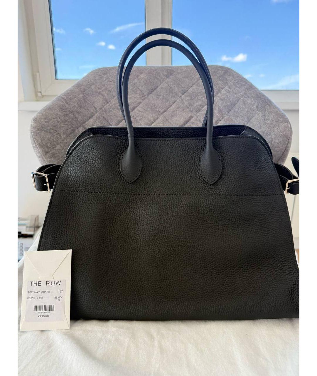 THE ROW Черная кожаная сумка с короткими ручками, фото 2