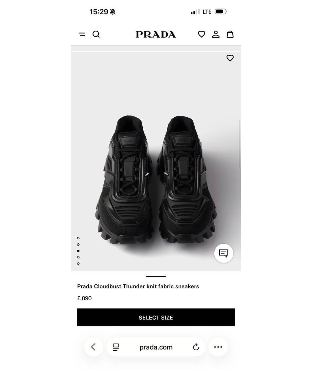 PRADA Черные низкие кроссовки / кеды, фото 6