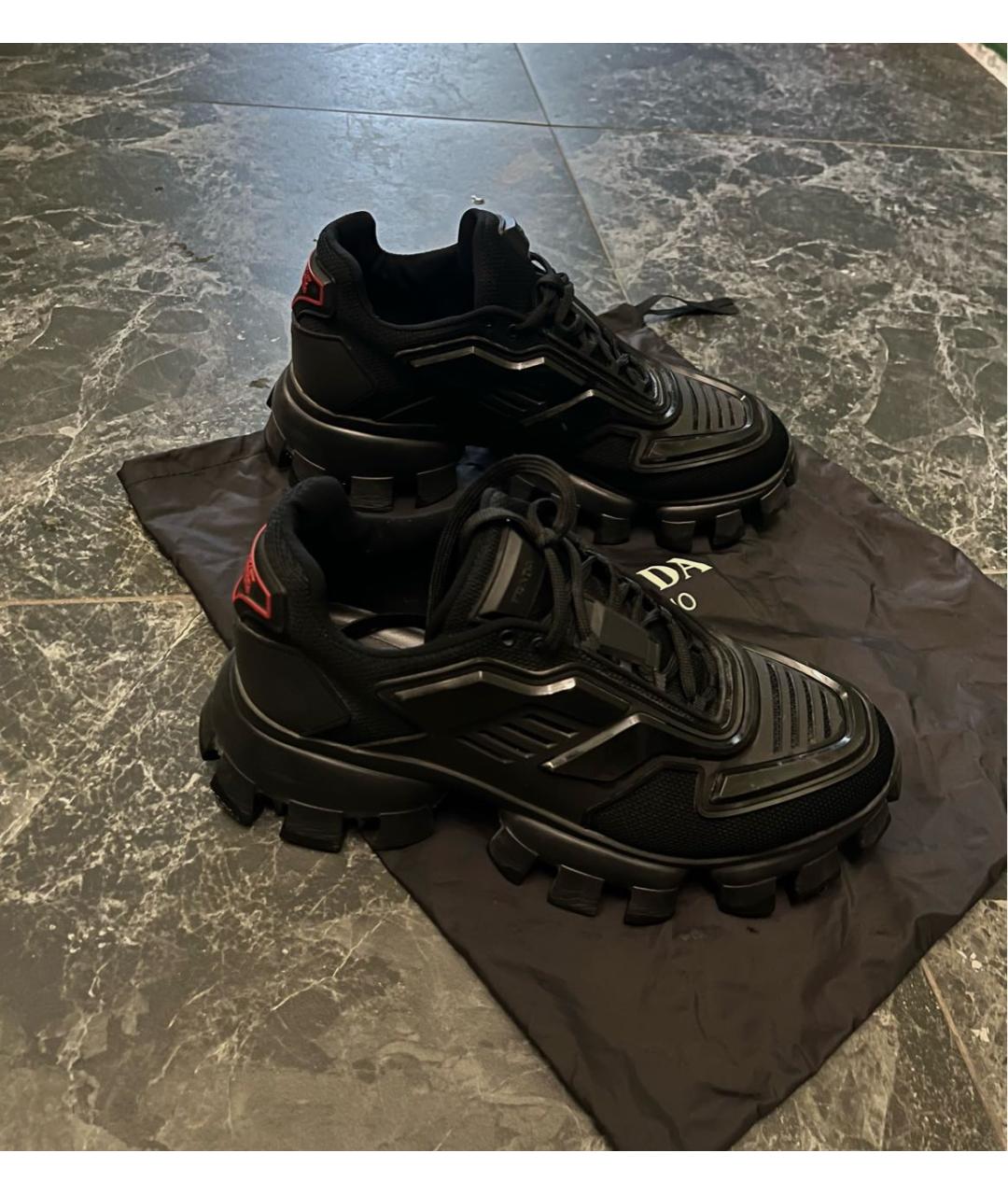 PRADA Черные низкие кроссовки / кеды, фото 7