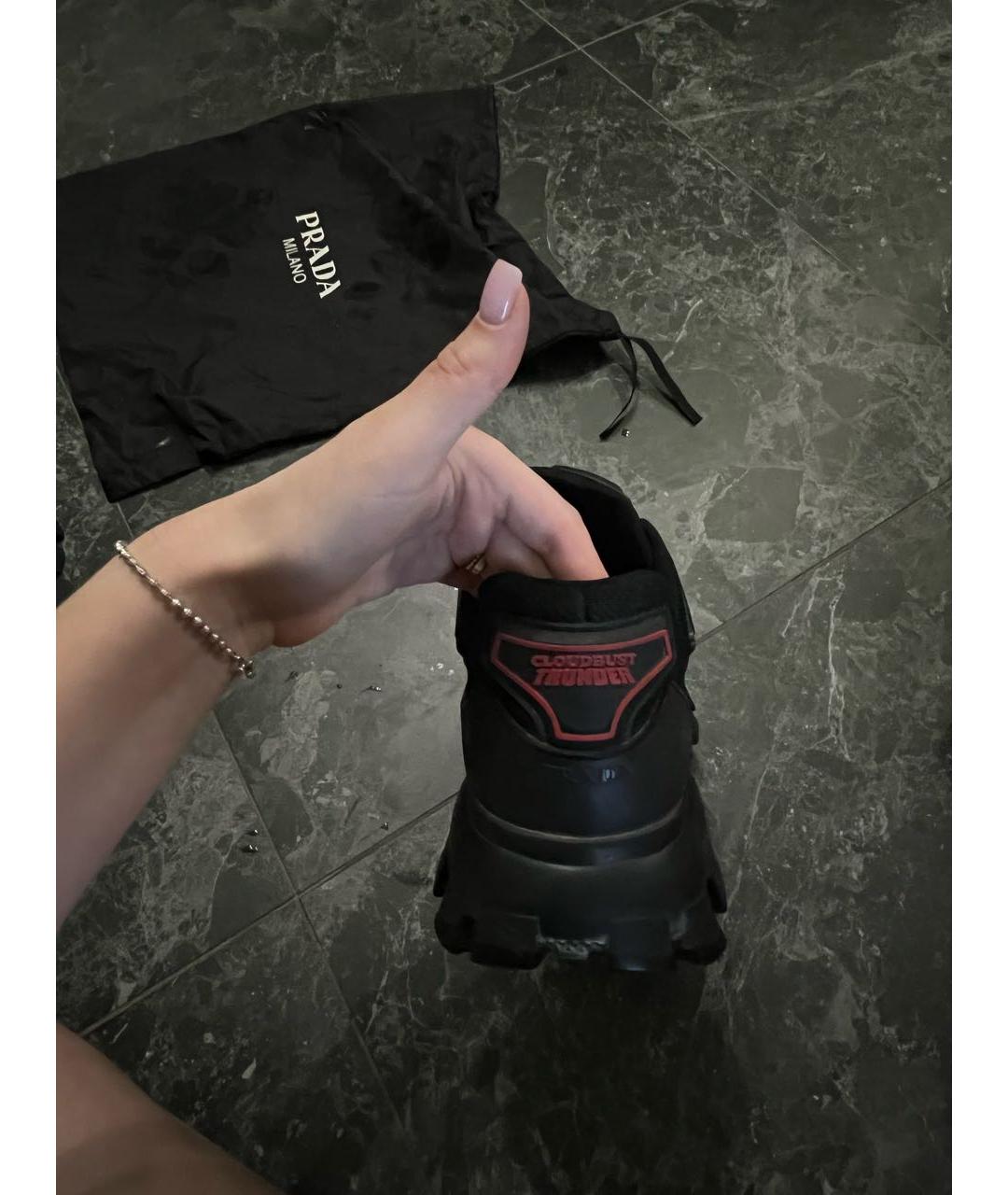 PRADA Черные низкие кроссовки / кеды, фото 4