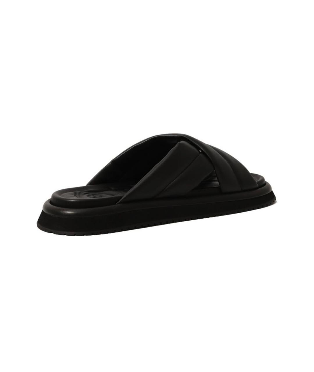 DOLCE&GABBANA Черные кожаные шлепанцы, фото 3