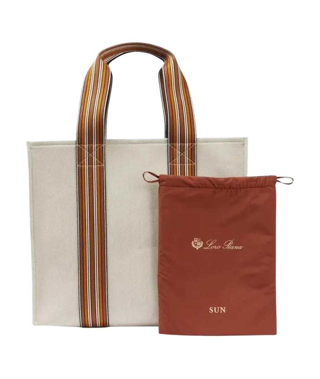 LORO PIANA Бежевая пляжная сумка, фото 3