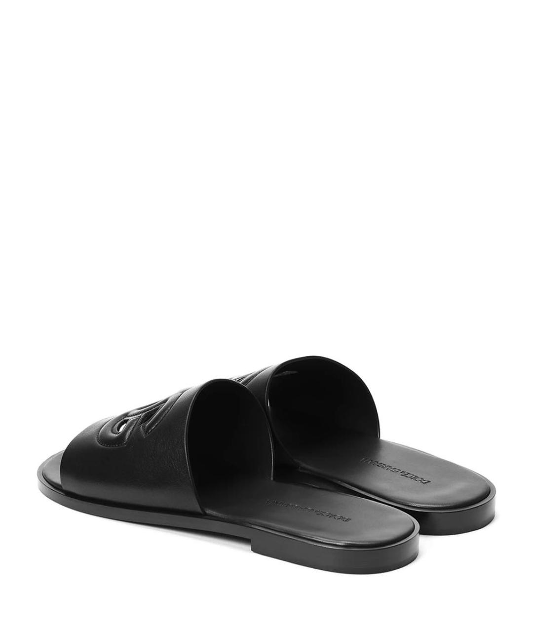 DOLCE&GABBANA Черные кожаные шлепанцы, фото 4