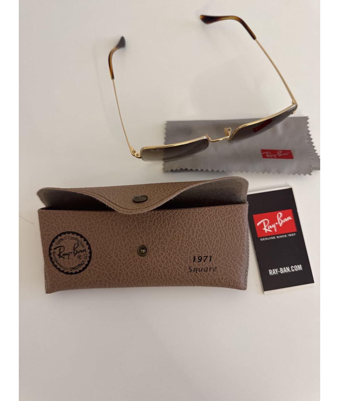 RAY BAN Коричневые металлические солнцезащитные очки, фото 5