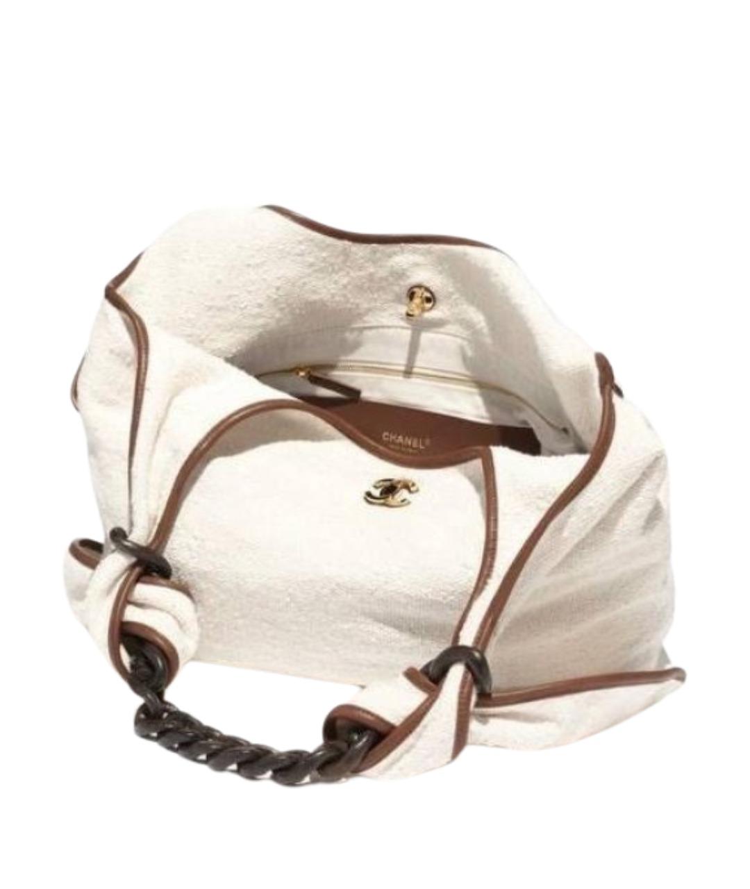 CHANEL Бежевая тканевая сумка с короткими ручками, фото 2