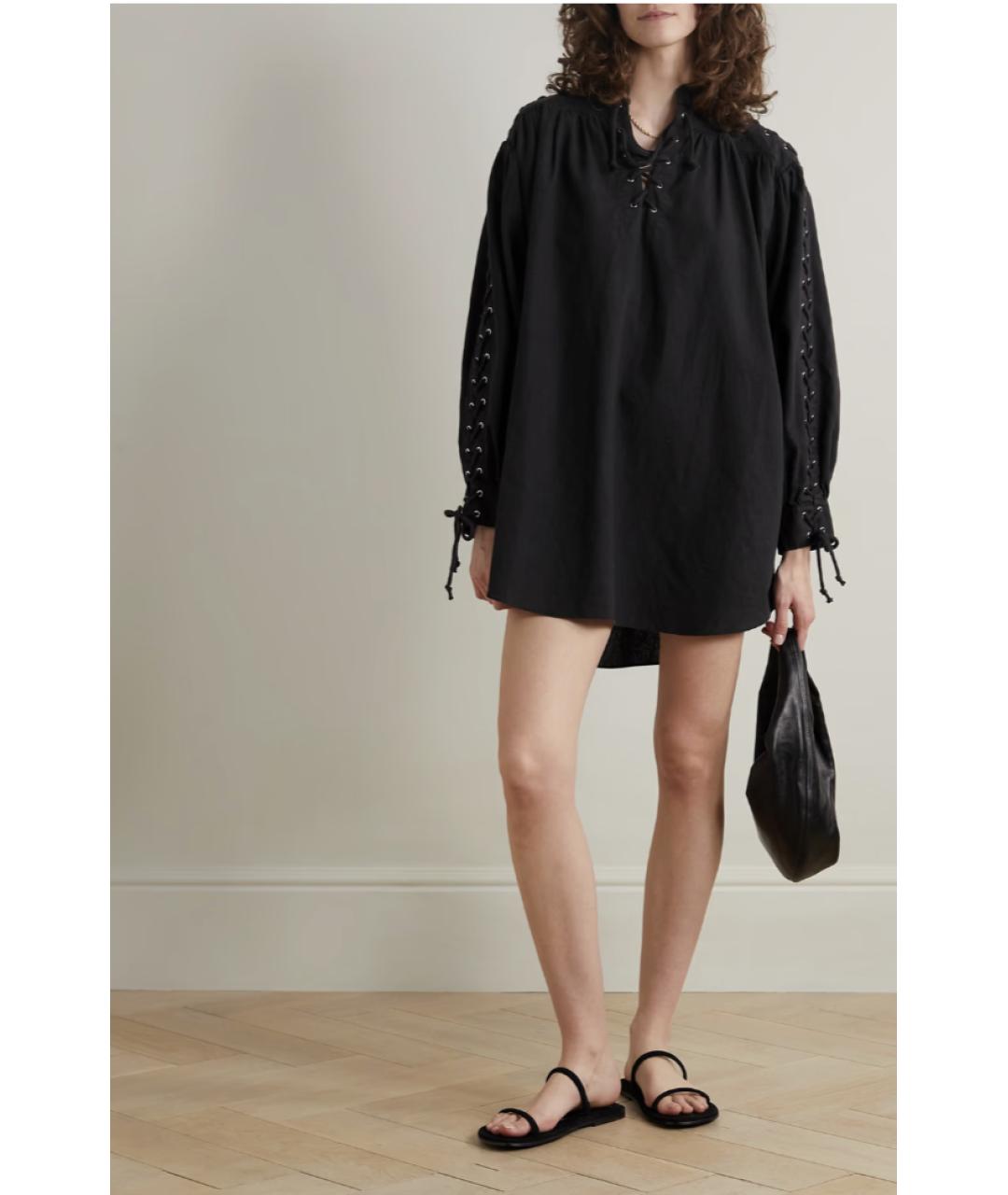 RE/DONE Черное льняное повседневное платье, фото 2