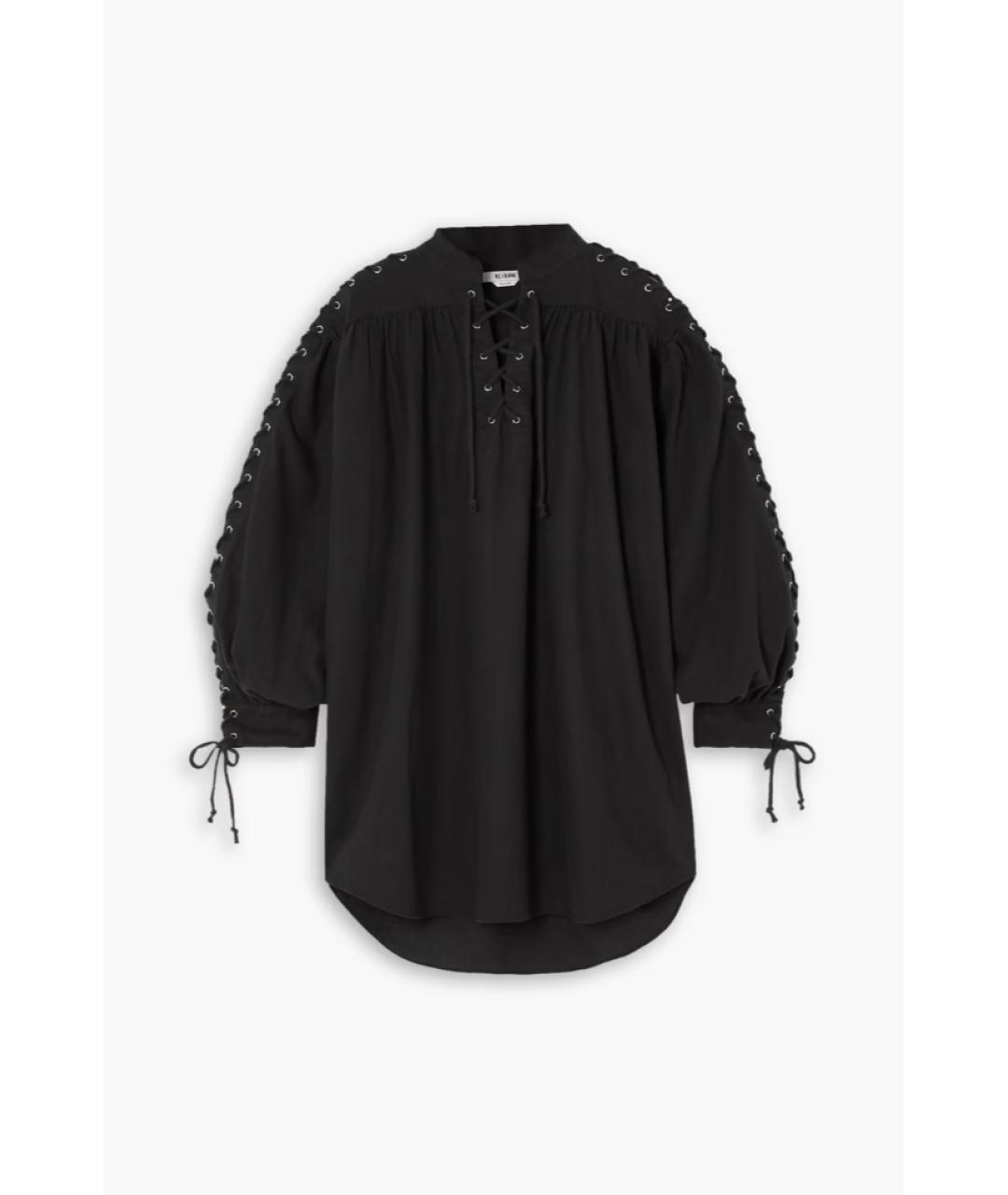 RE/DONE Черное льняное повседневное платье, фото 1