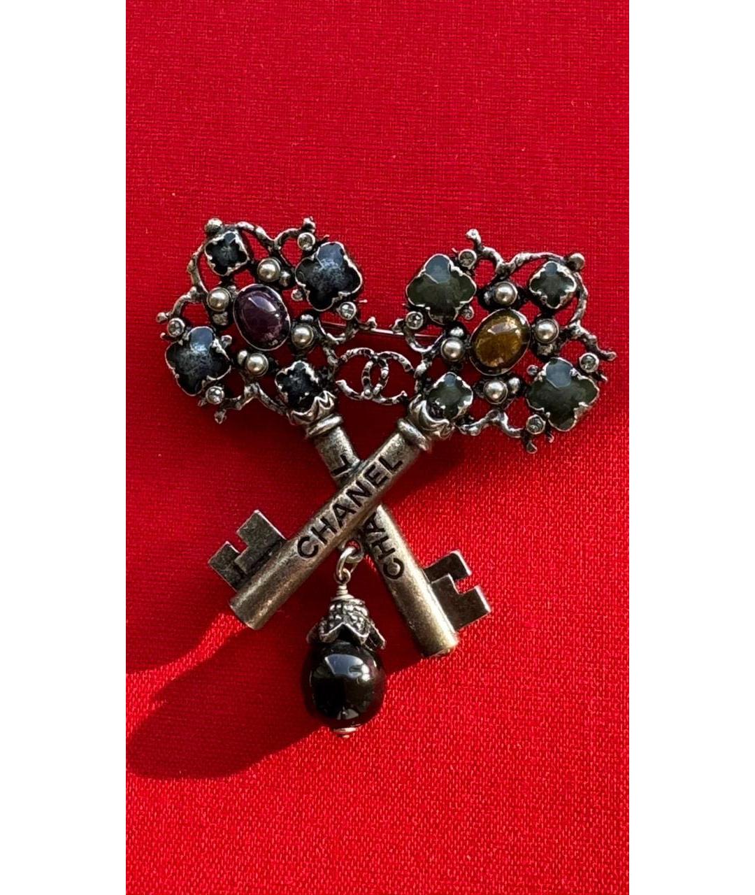 CHANEL Серебряная металлическая булавка / брошь, фото 2