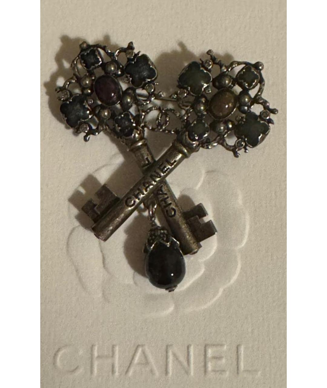 CHANEL Серебряная металлическая булавка / брошь, фото 4