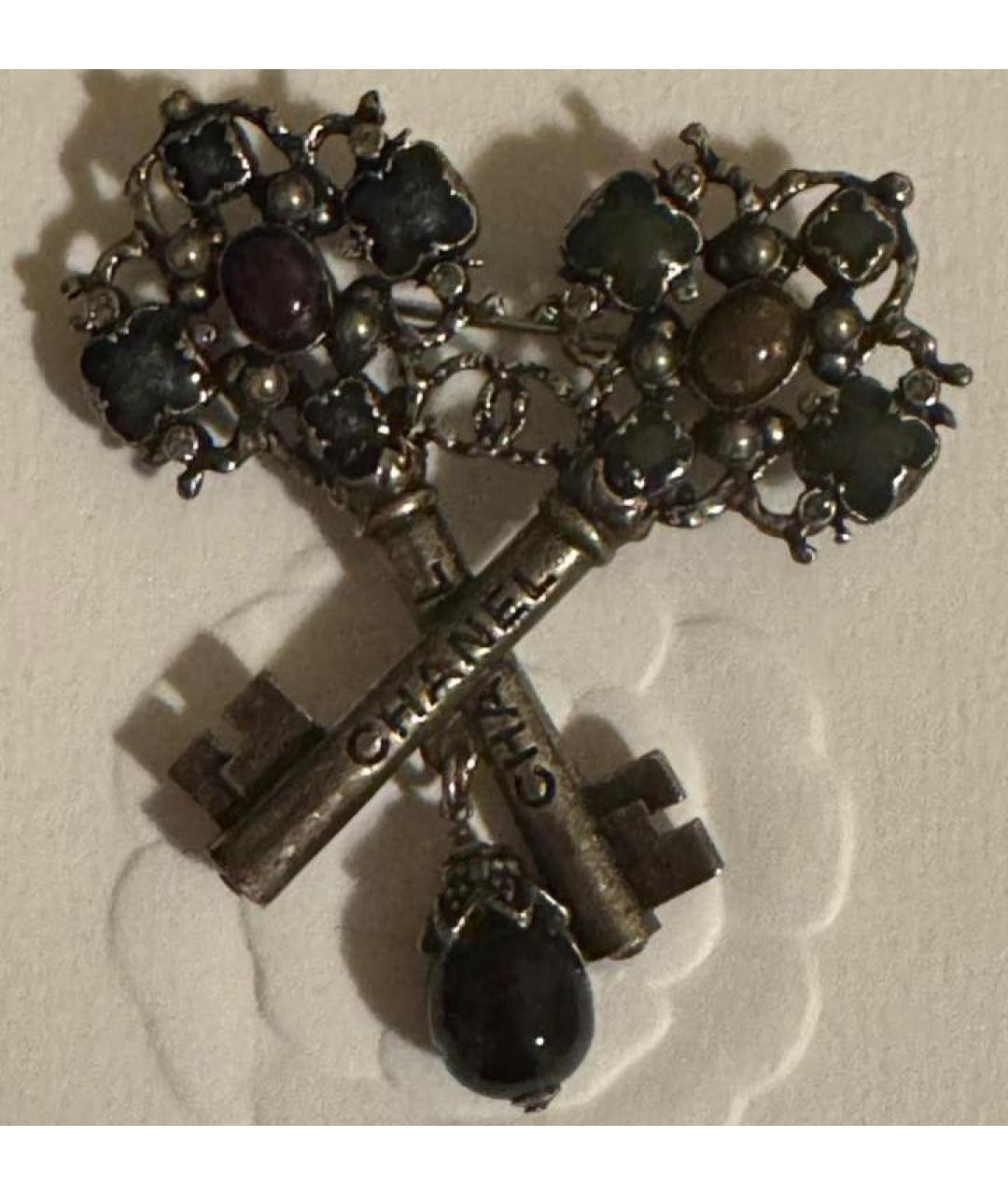 CHANEL Серебряная металлическая булавка / брошь, фото 5