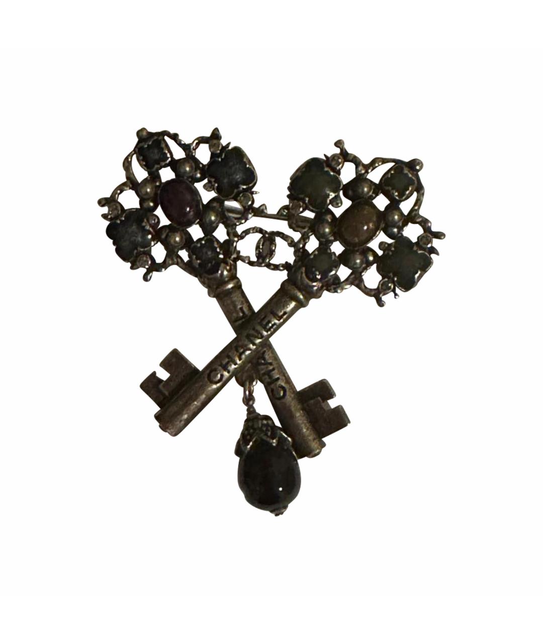 CHANEL Серебряная металлическая булавка / брошь, фото 1