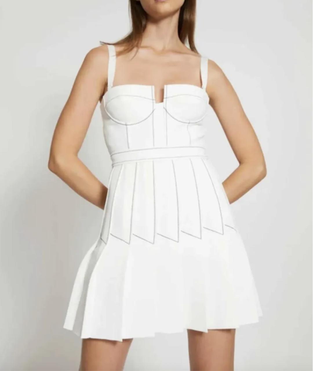 DION LEE Белое креповое коктейльное платье, фото 6