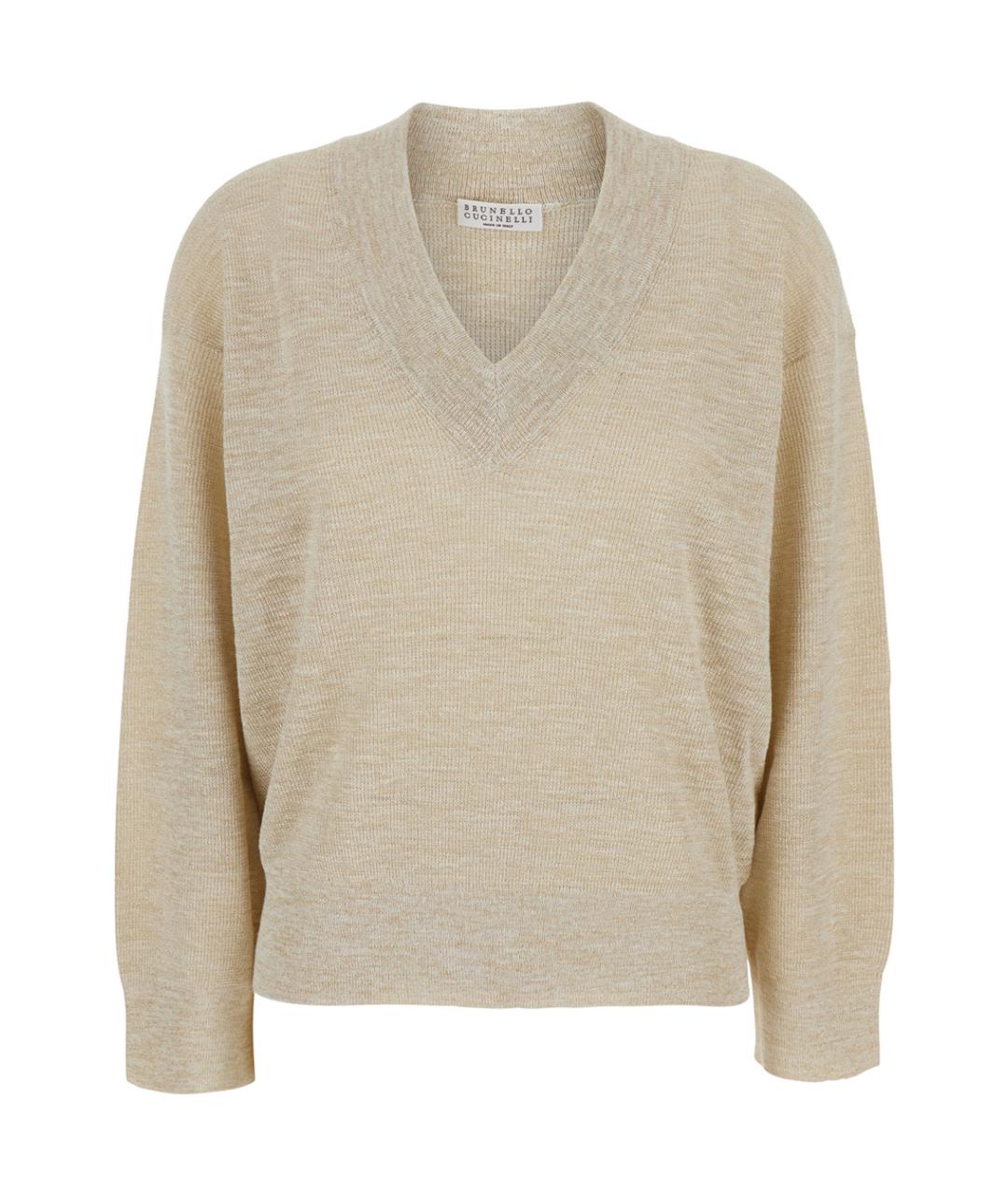 BRUNELLO CUCINELLI Бежевый льняной джемпер / свитер, фото 1