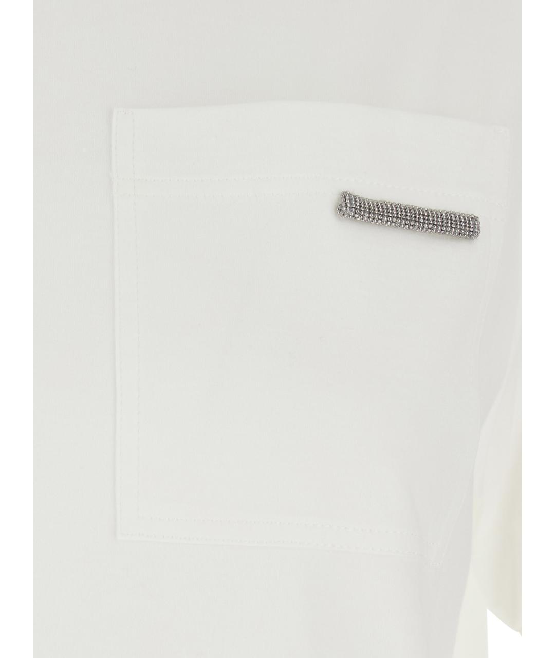 BRUNELLO CUCINELLI Белая хлопковая футболка, фото 3