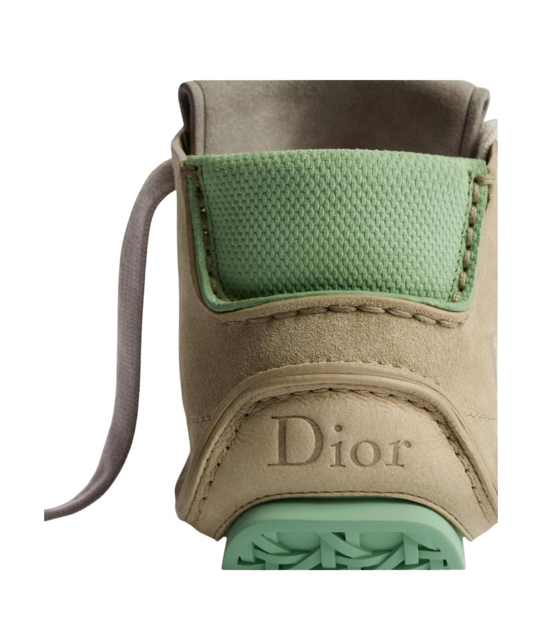 CHRISTIAN DIOR Бежевые нубуковые высокие ботинки, фото 3