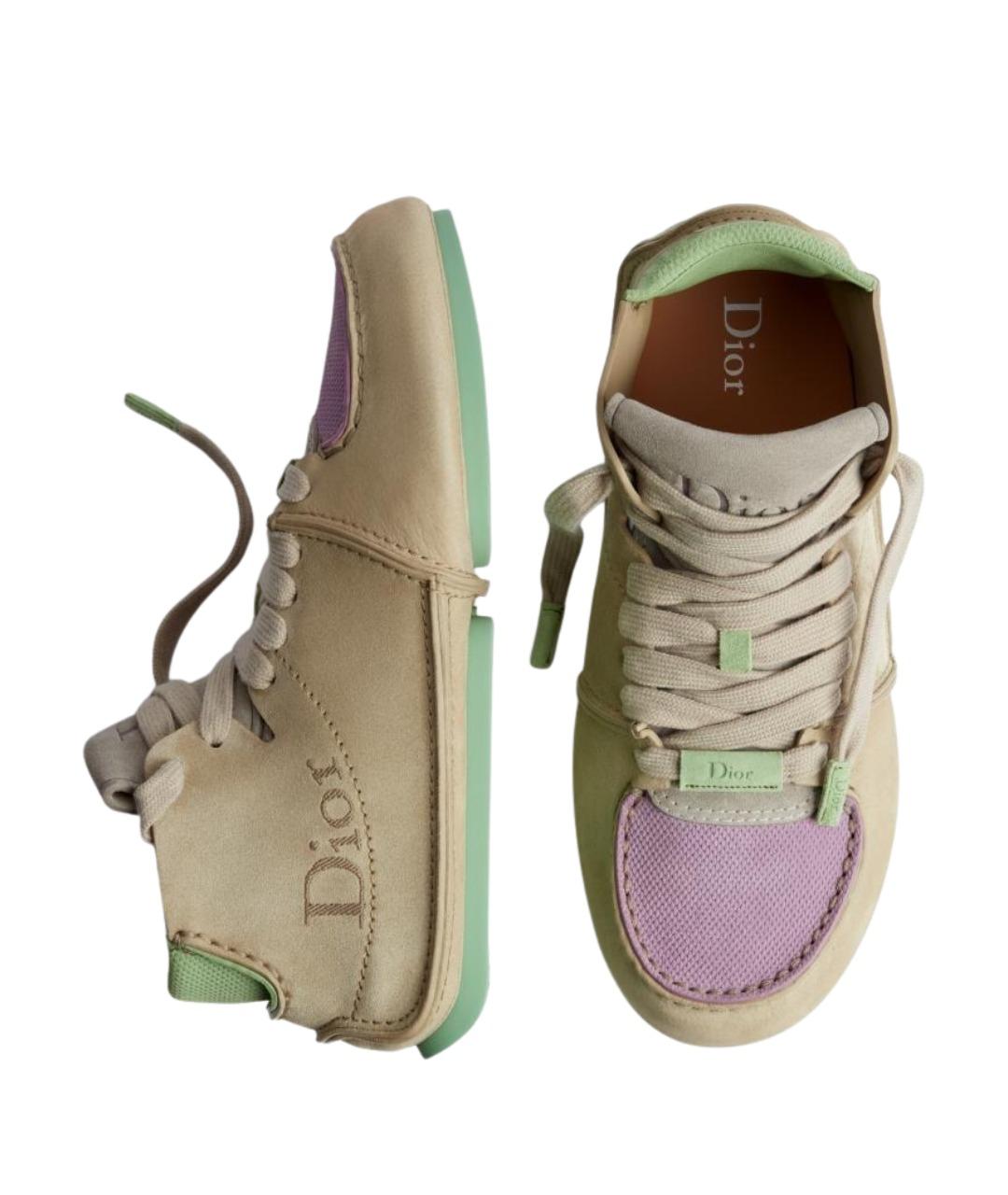 CHRISTIAN DIOR Бежевые нубуковые высокие ботинки, фото 2