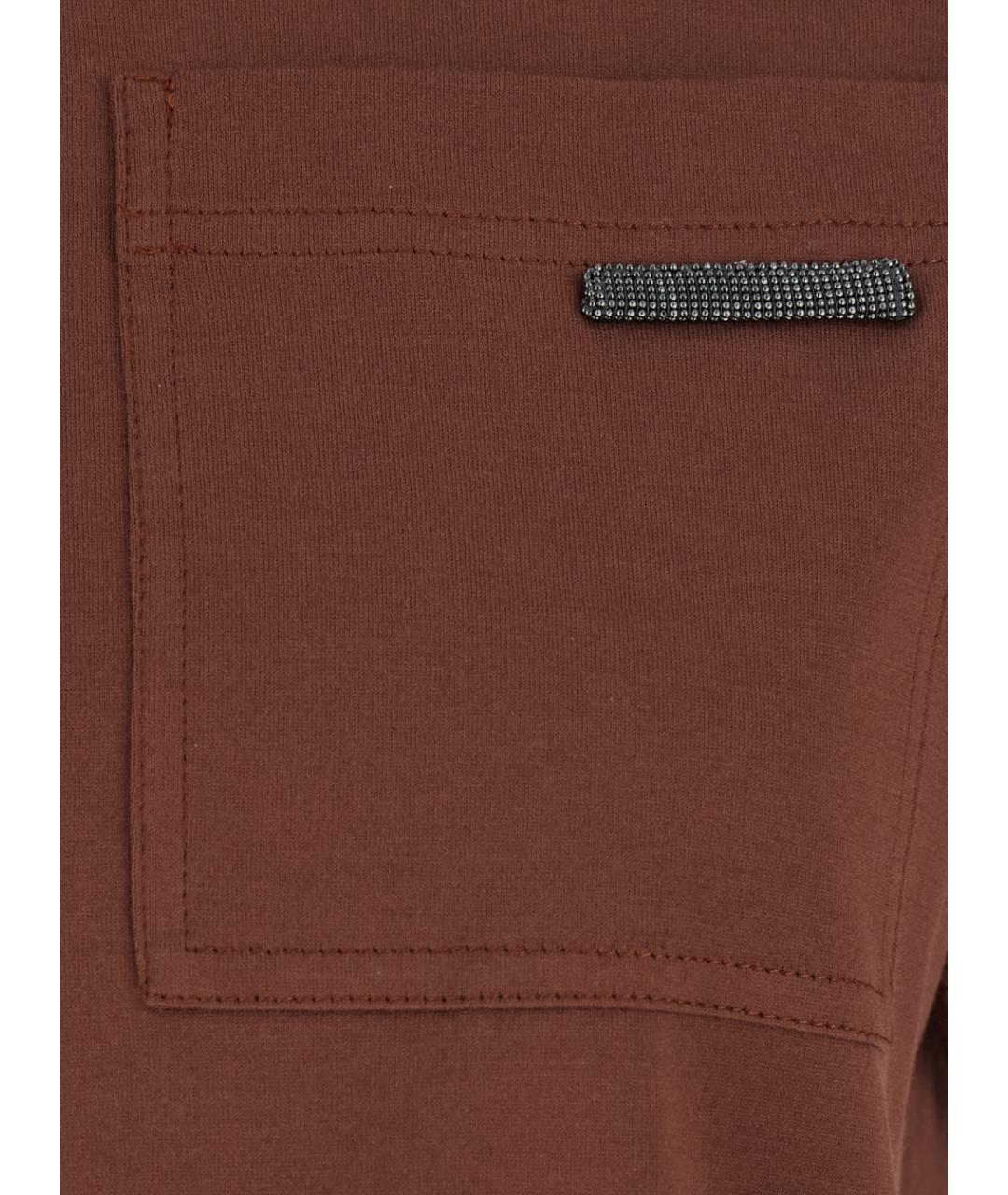 BRUNELLO CUCINELLI Коричневая хлопковая футболка, фото 3