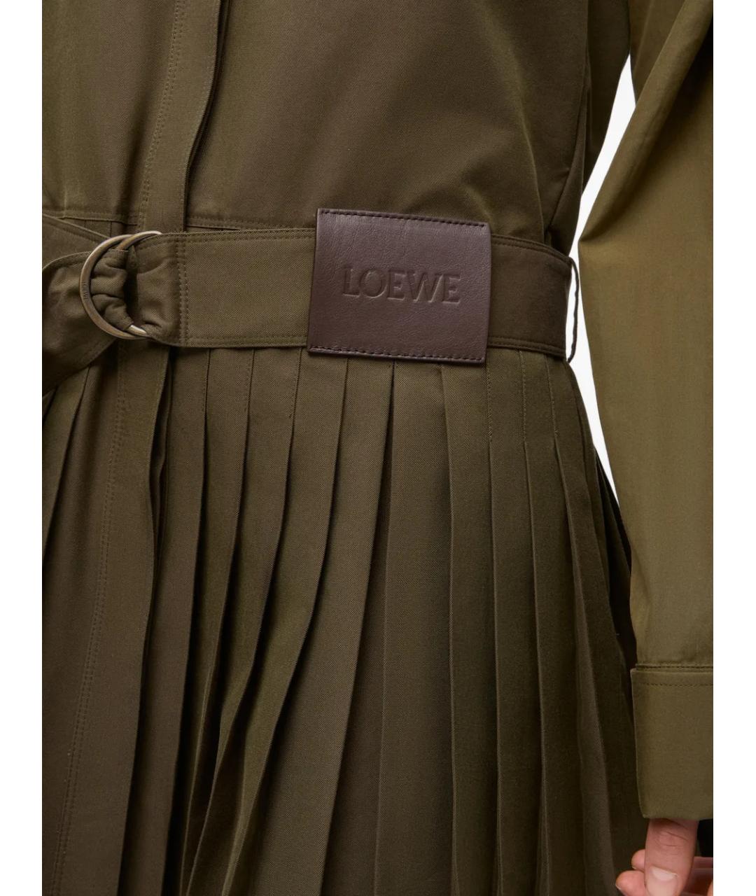 LOEWE Хаки хлопковое повседневное платье, фото 3