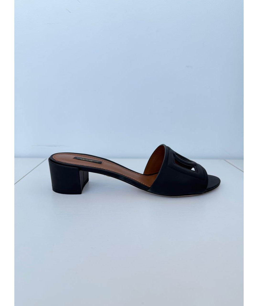 DOLCE&GABBANA Черные кожаные мюли, фото 7