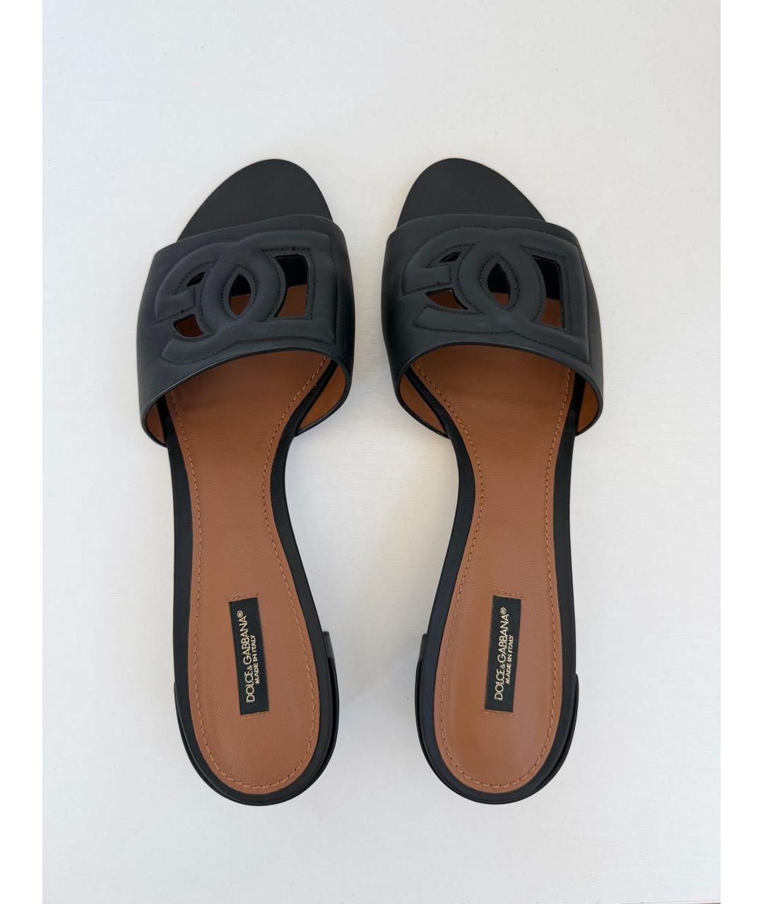 DOLCE&GABBANA Черные кожаные мюли, фото 3