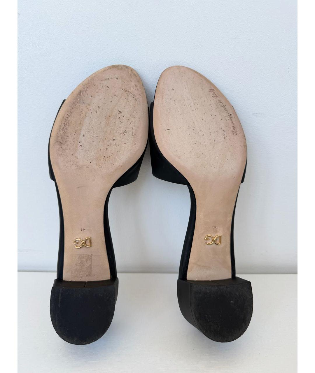 DOLCE&GABBANA Черные кожаные мюли, фото 5