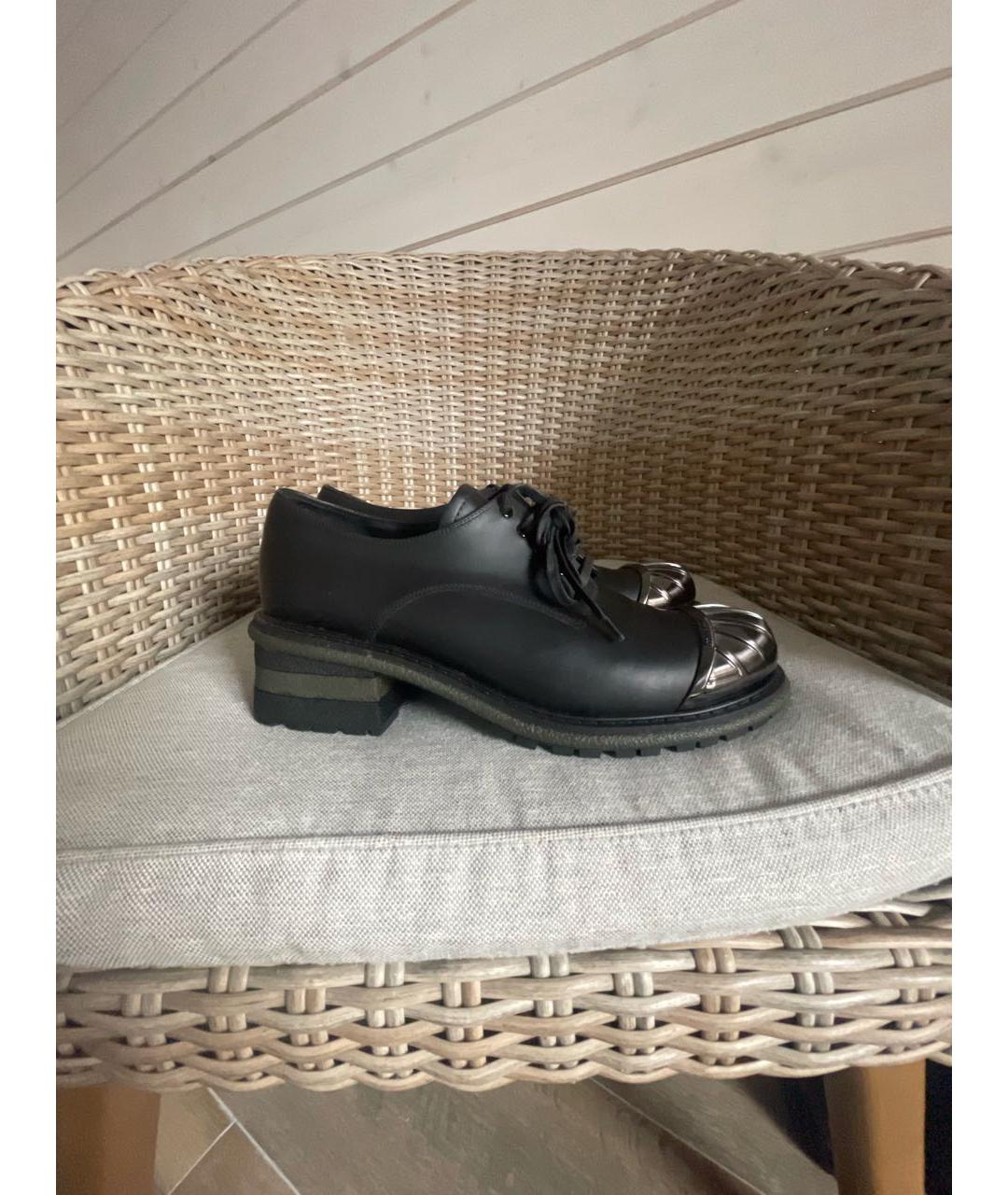 MIU MIU Черные кожаные брогги и оксфорды, фото 7