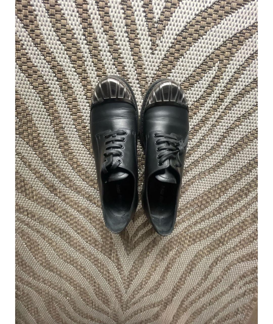 MIU MIU Черные кожаные брогги и оксфорды, фото 3