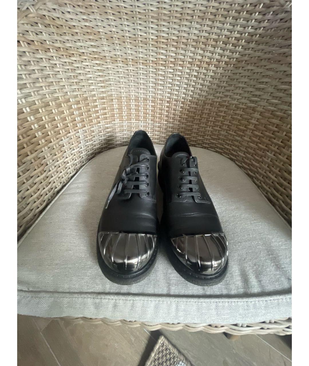 MIU MIU Черные кожаные брогги и оксфорды, фото 2