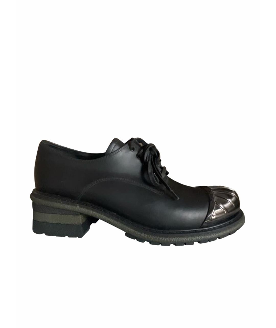 MIU MIU Черные кожаные брогги и оксфорды, фото 1