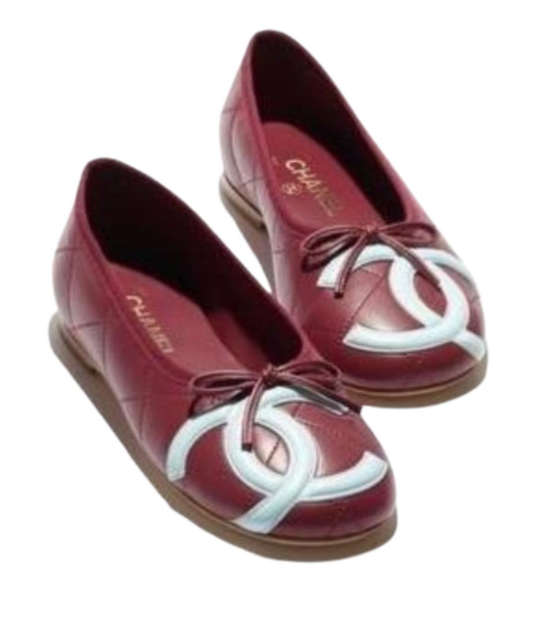 CHANEL Бордовые кожаные балетки, фото 4