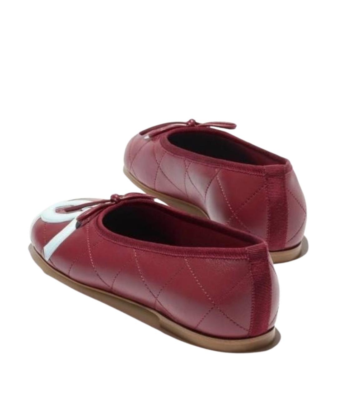 CHANEL Бордовые кожаные балетки, фото 3