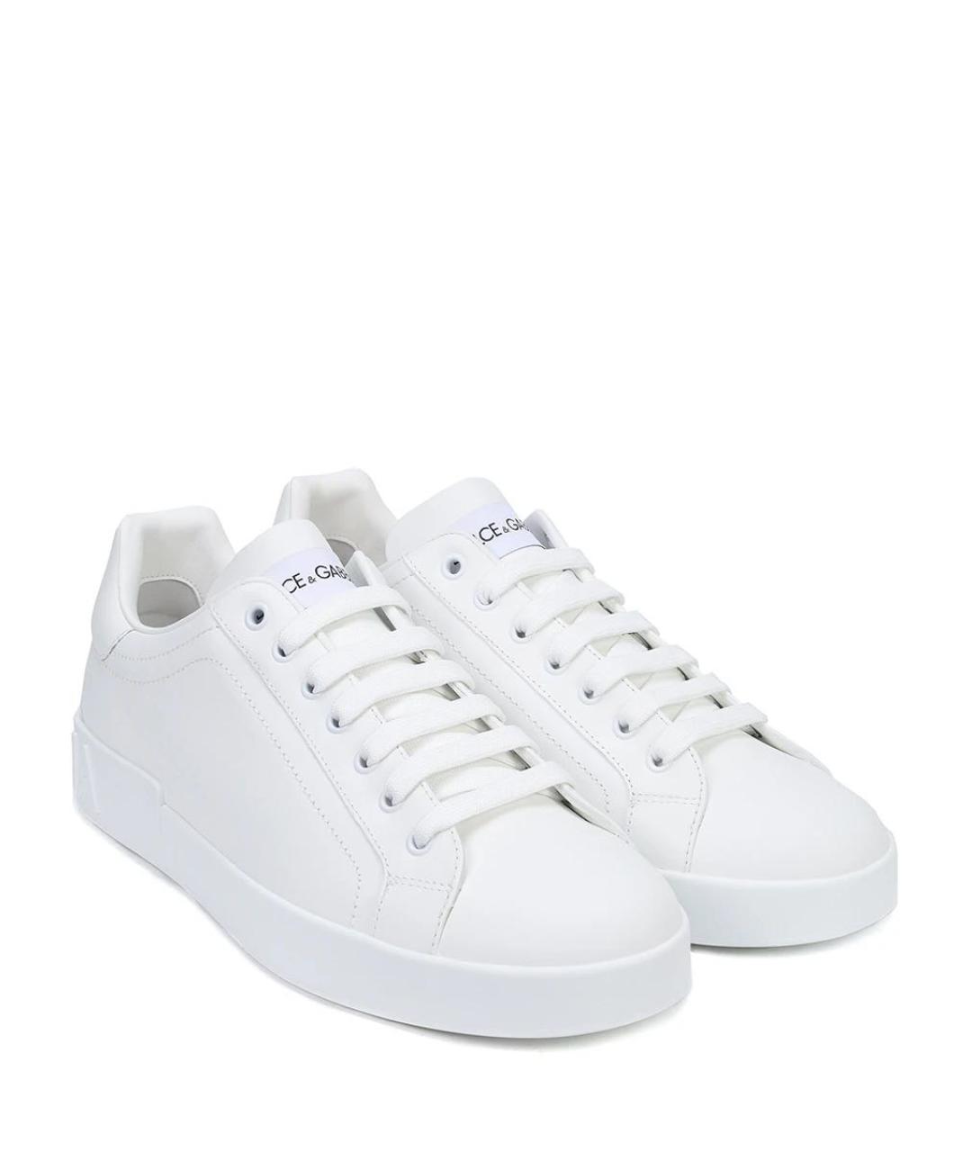 DOLCE&GABBANA Белые кожаные низкие кроссовки / кеды, фото 2