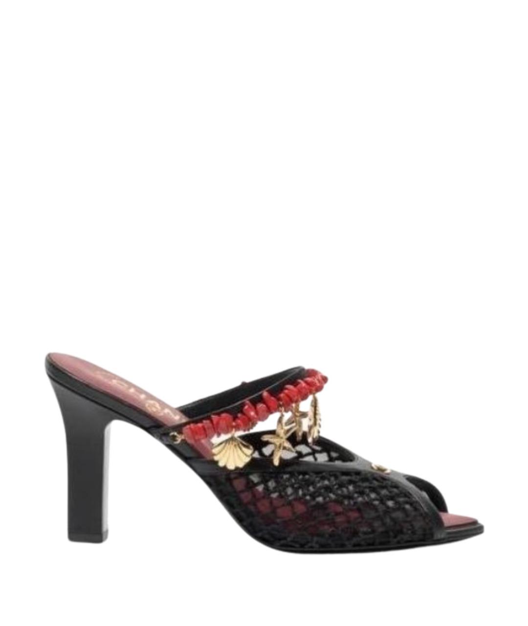 CHANEL Черные текстильные мюли, фото 1