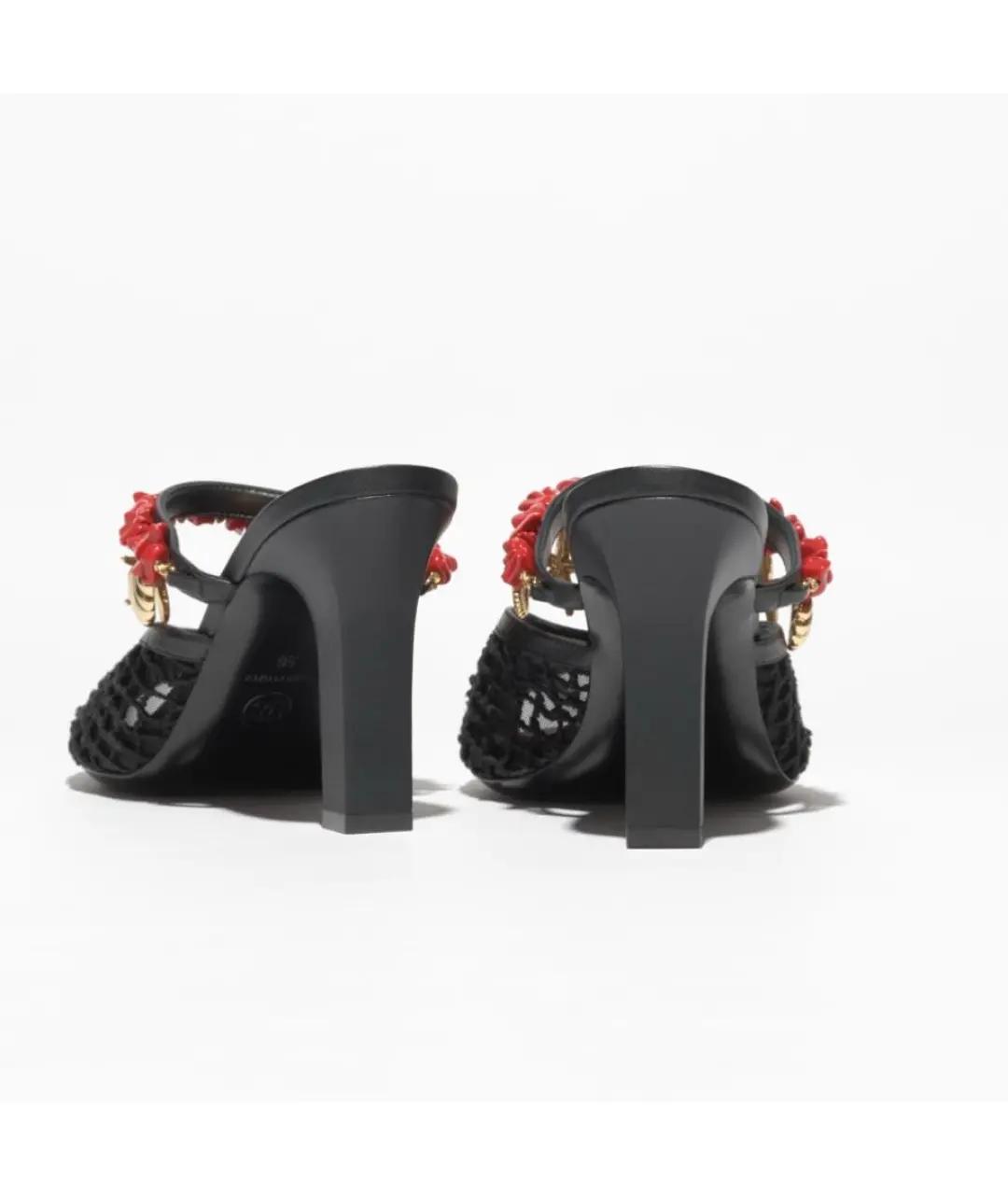 CHANEL Черные текстильные мюли, фото 3