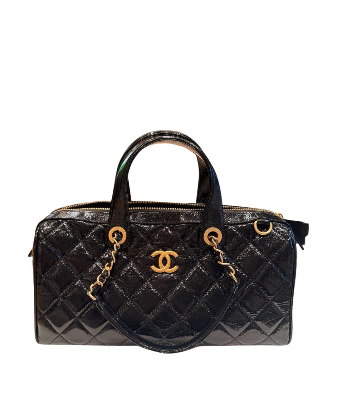 CHANEL Черная сумка тоут из лакированной кожи, фото 1
