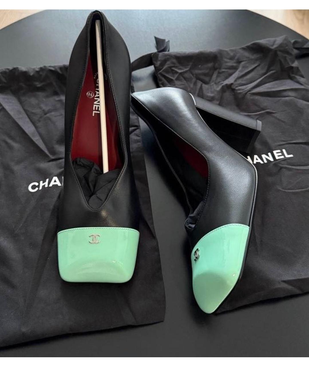 CHANEL Черные кожаные туфли, фото 5